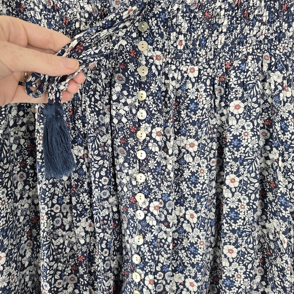 NWT Ava Christine Front Slit Smocked Floral Print Maxi Skirt Button Front S Boho - Picture 4 of 14